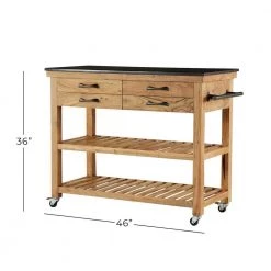 36 in. Brown Wood Coastal Style Kitchen Cart by Litton Lane -Outlet Litton Lane Store brown litton lane kitchen prep tables 22813 76 1000