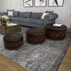 Brown Wood Traditional Ottoman (Set of 3) by Litton Lane -Outlet Litton Lane Store brown litton lane ottomans 57993 1d 1000