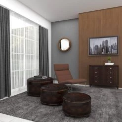 Brown Wood Traditional Ottoman (Set of 3) by Litton Lane -Outlet Litton Lane Store brown litton lane ottomans 57993 40 1000