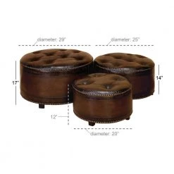 Brown Wood Traditional Ottoman (Set of 3) by Litton Lane -Outlet Litton Lane Store brown litton lane ottomans 57993 76 1000
