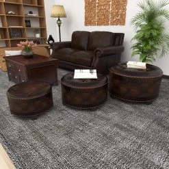 Brown Wood Traditional Ottoman (Set of 3) by Litton Lane -Outlet Litton Lane Store brown litton lane ottomans 57993 d4 1000