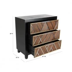 Brown Wood Chest with Silver Inlay 32 in. x 31 in. x 16 in. by Litton Lane -Outlet Litton Lane Store brown litton lane sideboards buffet tables 39861 40 1000