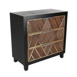 Brown Wood Chest with Silver Inlay 32 in. x 31 in. x 16 in. by Litton Lane