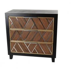 Brown Wood Chest with Silver Inlay 32 in. x 31 in. x 16 in. by Litton Lane -Outlet Litton Lane Store brown litton lane sideboards buffet tables 39861 77 1000