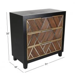 Brown Wood Chest with Silver Inlay 32 in. x 31 in. x 16 in. by Litton Lane -Outlet Litton Lane Store brown litton lane sideboards buffet tables 39861 c3 1000
