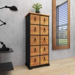 8-Drawer Brown Tall Cupboard Style Chest with Bolted Ring Handles (44 X 19 X 12) by Litton Lane -Outlet Litton Lane Store brown litton lane sideboards buffet tables 53198 44 1000