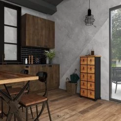 8-Drawer Brown Tall Cupboard Style Chest with Bolted Ring Handles (44 X 19 X 12) by Litton Lane -Outlet Litton Lane Store brown litton lane sideboards buffet tables 53198 76 1000