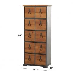 8-Drawer Brown Tall Cupboard Style Chest with Bolted Ring Handles (44 X 19 X 12) by Litton Lane -Outlet Litton Lane Store brown litton lane sideboards buffet tables 53198 c3 1000