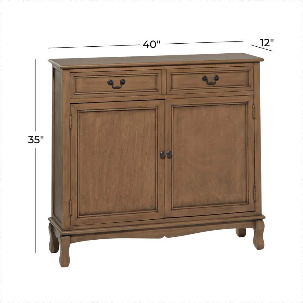 Brown Wood Traditional Buffet with 2-Drawers by Litton Lane 9 Brown Wood Traditional Buffet with 2-Drawers by Litton Lane - Image 7