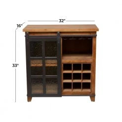 9-Bottle Brown Wood Industrial Standing Wine Rack by Litton Lane -Outlet Litton Lane Store brown litton lane wine racks 040154 76 1000