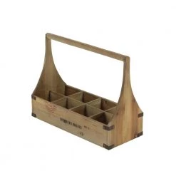 18 in. W x 14 in. H Exposed Oak Brown Rectangular 8-Bottle Wine Basket with Dowel Handle by Litton Lane -Outlet Litton Lane Store brown litton lane wine racks 55817 44 1000