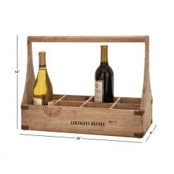 18 in. W x 14 in. H Exposed Oak Brown Rectangular 8-Bottle Wine Basket with Dowel Handle by Litton Lane -Outlet Litton Lane Store brown litton lane wine racks 55817 76 1000