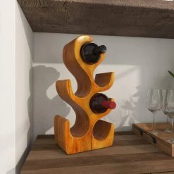 6-Bottle Brown Tree Shape Wine Rack by Litton Lane -Outlet Litton Lane Store brown litton lane wine racks 66073 4f 1000