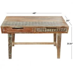 48 in. Rectangular Brown Mango Wood Writing Desk by Litton Lane -Outlet Litton Lane Store brown litton lane writing desks 042763 76 1000