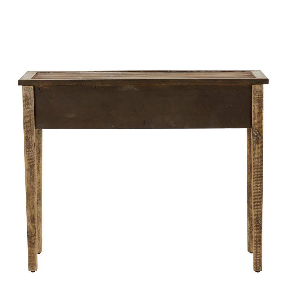 Rectangle Brown Metal 2 Drawer Writing Desk With Embellished Drawers by Litton Lane 4 Rectangle Brown Metal 2 Drawer Writing Desk With Embellished Drawers by Litton Lane - Image 2