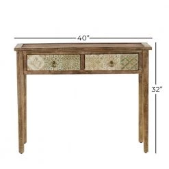 Rectangle Brown Metal 2 Drawer Writing Desk With Embellished Drawers by Litton Lane 13 Rectangle Brown Metal 2 Drawer Writing Desk With Embellished Drawers by Litton Lane -Outlet Litton Lane Store brown litton lane writing desks 43743 c3 1000