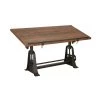 62 in. Rectangle Brown Teak Wood Drafting Style Desk with Tilting Top and Crank Shaft Height Adjustment by Litton Lane -Outlet Litton Lane Store brown litton lane writing desks 88586 64 1000