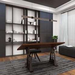 62 in. Rectangle Brown Teak Wood Drafting Style Desk with Tilting Top and Crank Shaft Height Adjustment by Litton Lane -Outlet Litton Lane Store brown litton lane writing desks 88586 76 1000