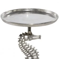 16 in. Silver Round Aluminum Sea Horse End Table by Litton Lane -Outlet Litton Lane Store chrome litton lane end side tables 20176 1f 1000