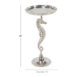 16 in. Silver Round Aluminum Sea Horse End Table by Litton Lane -Outlet Litton Lane Store chrome litton lane end side tables 20176 c3 1000