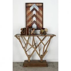 45 in. Brown Rectangle Wood Contemporary Console Table by Litton Lane -Outlet Litton Lane Store clear litton lane console tables 54332 31 1000