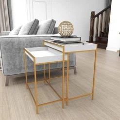 22 in. Gold Rectangle Wood Contemporary Console Table 2 Pieces by Litton Lane -Outlet Litton Lane Store clear white litton lane console tables 65646 44 1000