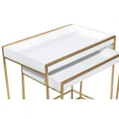 22 in. Gold Rectangle Wood Contemporary Console Table 2 Pieces by Litton Lane -Outlet Litton Lane Store clear white litton lane console tables 65646 77 1000