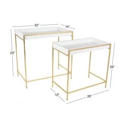 22 in. Gold Rectangle Wood Contemporary Console Table 2 Pieces by Litton Lane -Outlet Litton Lane Store clear white litton lane console tables 65646 c3 1000