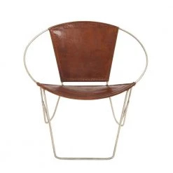 Brown Leather Contemporary Accent Chair (Set of 2) by Litton Lane