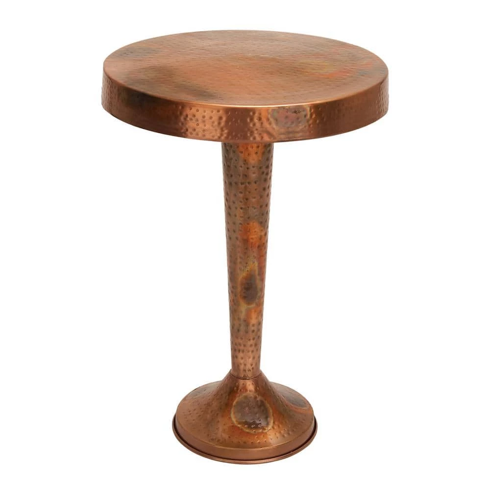 19 in. Copper Round Aluminum End Table with Hammered Design by Litton Lane 3 19 in. Copper Round Aluminum End Table with Hammered Design by Litton Lane
