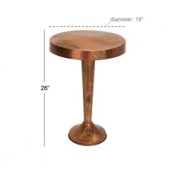 19 in. Copper Round Aluminum End Table with Hammered Design by Litton Lane 12 19 in. Copper Round Aluminum End Table with Hammered Design by Litton Lane -Outlet Litton Lane Store copper litton lane end side tables 26901 76 1000