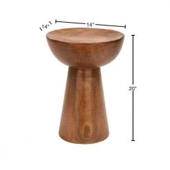 14 in. Copper Round Metal End Table with Hammered Design by Litton Lane -Outlet Litton Lane Store copper litton lane end side tables 31334 40 1000