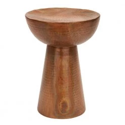 14 in. Copper Round Metal End Table with Hammered Design by Litton Lane