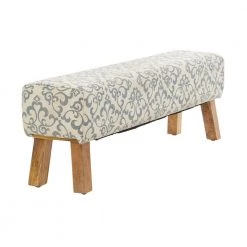 Cream Fabric Bohemian Bench 17 in. x 50 in. x 13 in. by Litton Lane