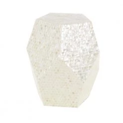 16 in. Cream Hexagon Wood Handmade End Table by Litton Lane