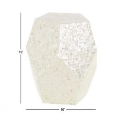 16 in. Cream Hexagon Wood Handmade End Table by Litton Lane -Outlet Litton Lane Store cream litton lane end side tables 47333 c3 1000