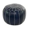 18 in. Dark Blue Leather Bohemian Pouf by Litton Lane