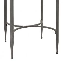 18 in. Gray Round Wood End Table with Brown Top by Litton Lane -Outlet Litton Lane Store dark brown litton lane end side tables 042423 77 1000