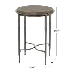 18 in. Gray Round Wood End Table with Brown Top by Litton Lane -Outlet Litton Lane Store dark brown litton lane end side tables 042423 c3 1000
