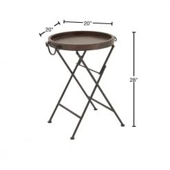 20 in. Black Round Wood End Table with Brown Top by Litton Lane -Outlet Litton Lane Store dark brown litton lane end side tables 50470 40 1000