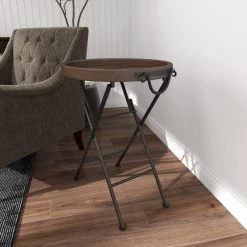 20 in. Black Round Wood End Table with Brown Top by Litton Lane -Outlet Litton Lane Store dark brown litton lane end side tables 50470 44 1000