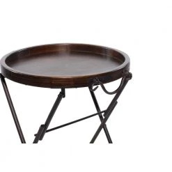 20 in. Black Round Wood End Table with Brown Top by Litton Lane -Outlet Litton Lane Store dark brown litton lane end side tables 50470 77 1000
