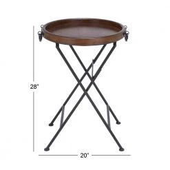 20 in. Black Round Wood End Table with Brown Top by Litton Lane -Outlet Litton Lane Store dark brown litton lane end side tables 50470 c3 1000