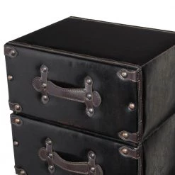 6-Drawer Brown Vintage Faux Leather Chest with Rivets and Straps Detailing (50 X 16 X 12) by Litton Lane -Outlet Litton Lane Store dark java litton lane sideboards buffet tables 66862 a0 1000