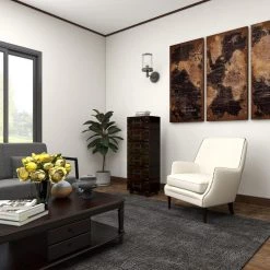 6-Drawer Brown Vintage Faux Leather Chest with Rivets and Straps Detailing (50 X 16 X 12) by Litton Lane -Outlet Litton Lane Store dark java litton lane sideboards buffet tables 66862 fa 1000