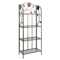 68 in. Metal Traditional 4 Shelf Bakers Rack in Black by Litton Lane
