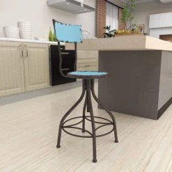 41 in. Teal Metal Vintage Bar Stool by Litton Lane -Outlet Litton Lane Store distressed blue gray litton lane bar stools 55416 1f 1000