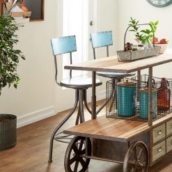 41 in. Teal Metal Vintage Bar Stool by Litton Lane -Outlet Litton Lane Store distressed blue gray litton lane bar stools 55416 31 1000