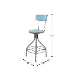 41 in. Teal Metal Vintage Bar Stool by Litton Lane -Outlet Litton Lane Store distressed blue gray litton lane bar stools 55416 40 1000