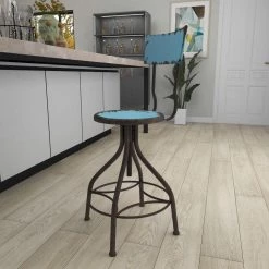 41 in. Teal Metal Vintage Bar Stool by Litton Lane -Outlet Litton Lane Store distressed blue gray litton lane bar stools 55416 4f 1000